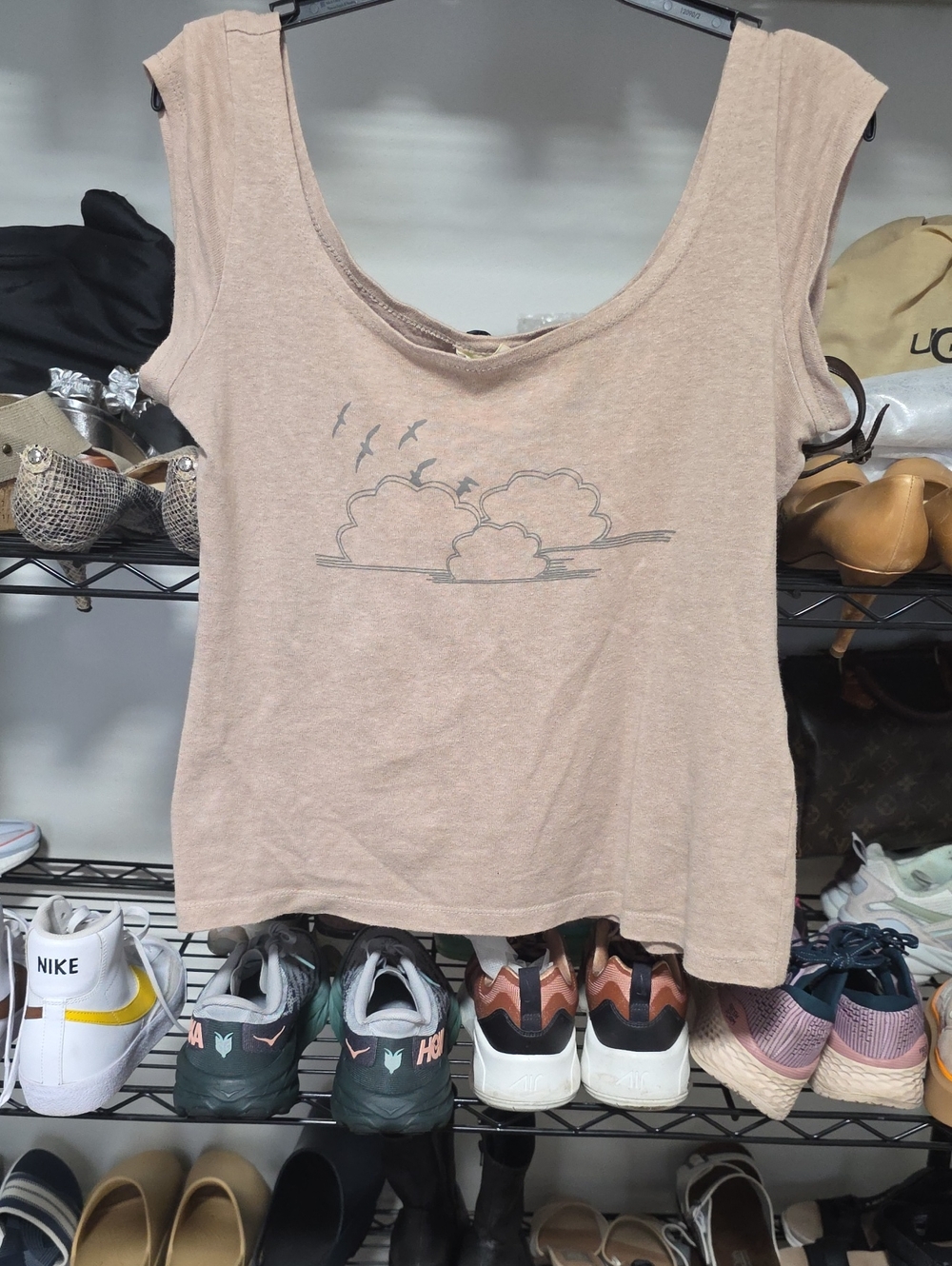 Synergy Organic Clothing Taupe Graphic Scoop Neck Tank